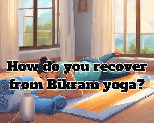 A person lying on a yoga mat, surrounded by a damp towel and water bottle, with a fan blowing and windows open for fresh air